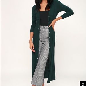 Lulus NWT forest green button cardigan
